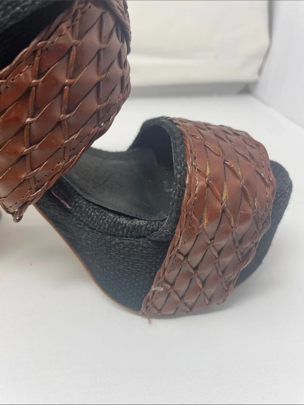 Jeffrey Campbell Handmade Havana Last Braided Brown Wrap Platform Wood Heels